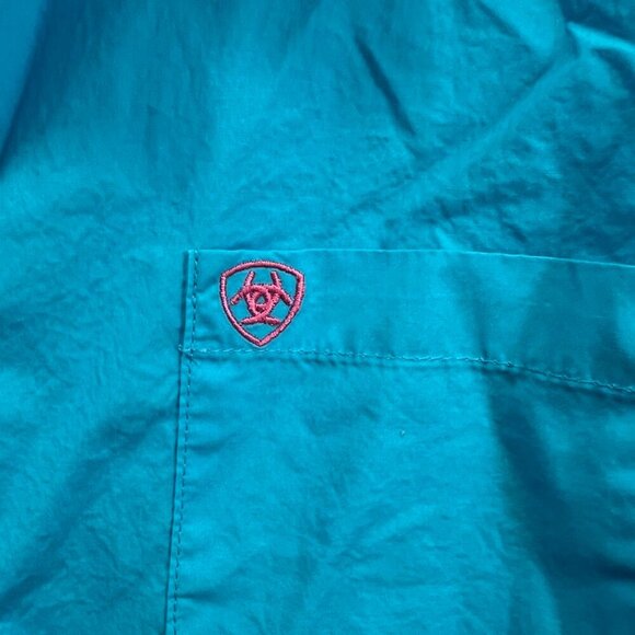 ARIAT Kirby Turquoise/Blue & Pink Fitted Shirt LG - Picture 2 of 8